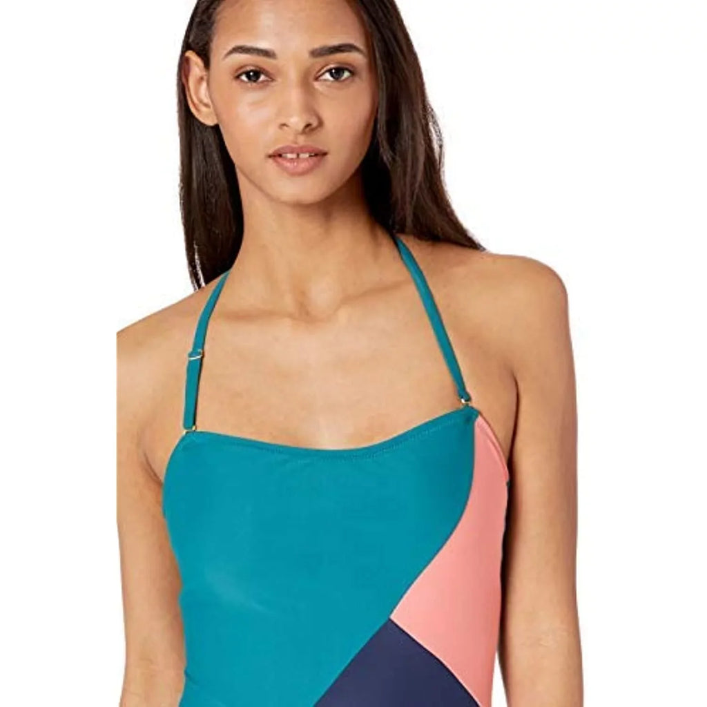 Jessica Simpson Women's One-Piece Bandeau Swimsuit Bathingsuit, Chop & Change Multi, S