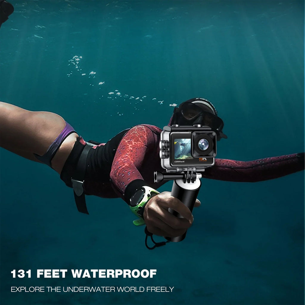 CAMPARK 4K/30FPS 24MP Dual Color Screen Action Camera Ultra HD Wifi Underwater Camera EIS 131FT Waterproof Camera 170 Degree Wide Angle
