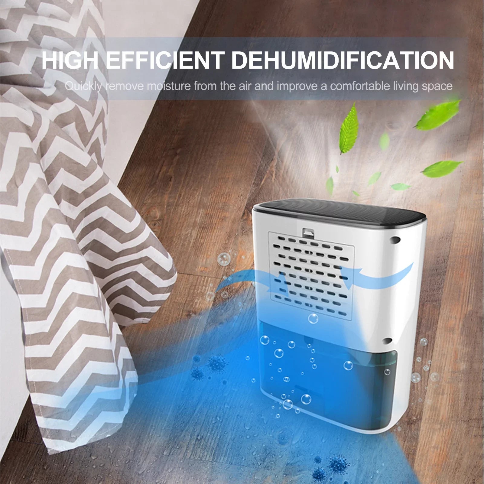 Portable 1200mL Dehumidifier for up to 215 Sq. Ft - Auto-Off, Humidity Control, Optimal for Home, Basements, Bedrooms, Garages, Wardrobes, RVs