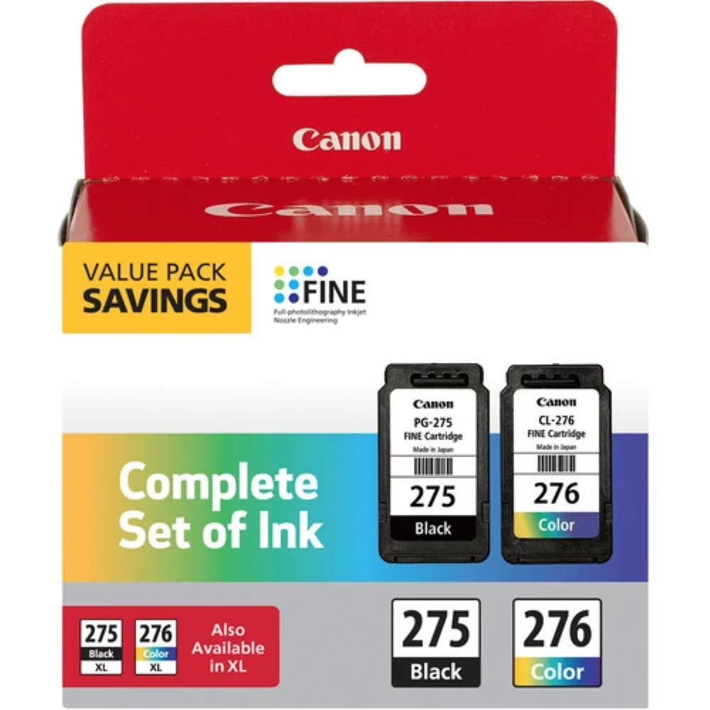 Canon Orginal PG-275/CL-276 Value Pack Complete Set of Ink, Fully Matching for PG-275XL and CL-276 XL