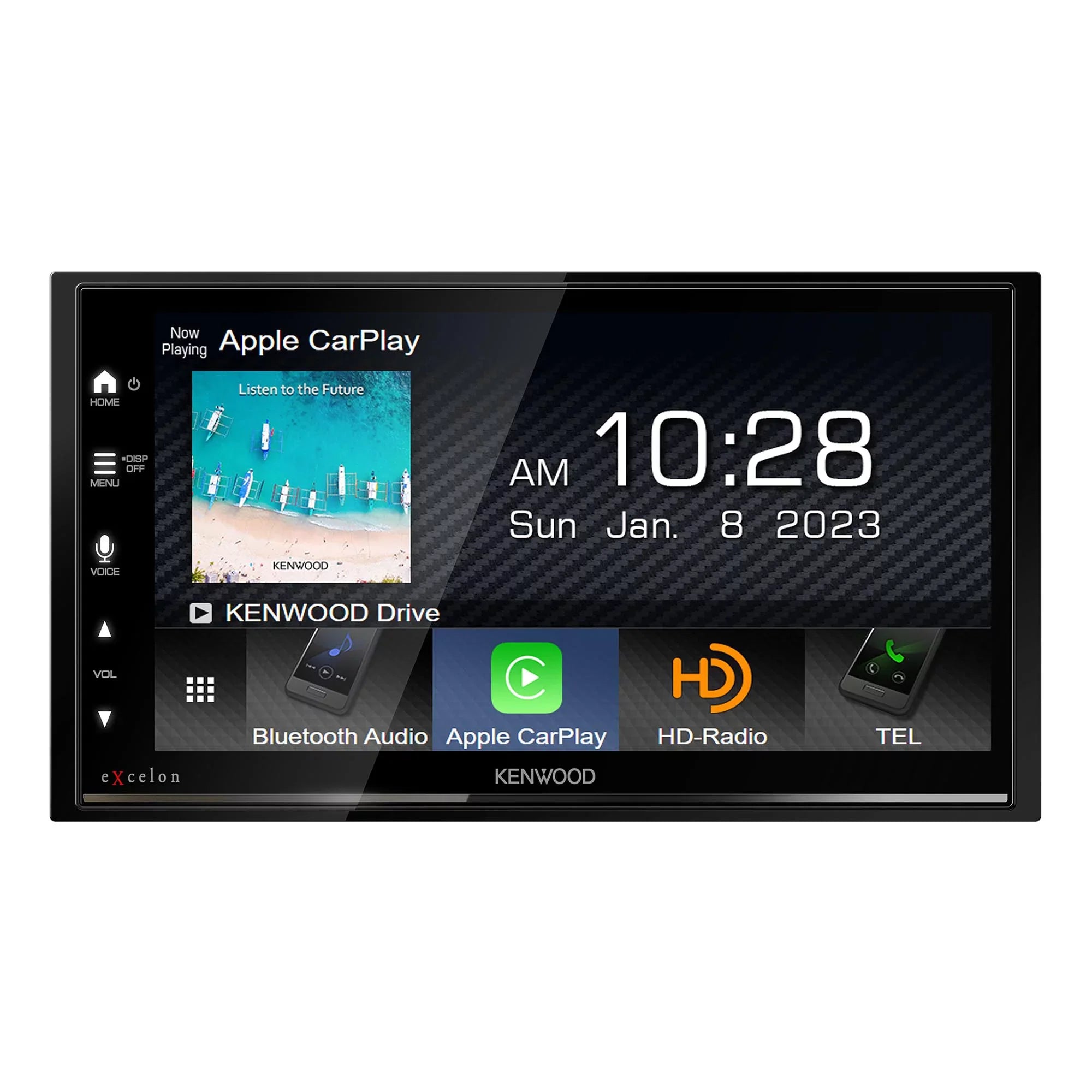 Kenwood DMX709S MultiMedia Receiver with CMOS-320LP Multi-Angle Rear View Camera with License Plate Mounting