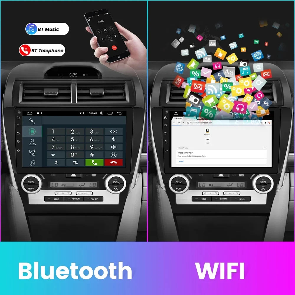 10 inch Touch Screen Car Radio Stereo Matching for Toyota Camry 2012 2013 2014, with Carplay Android Auto GPS/FM/Wifi/USB, Support SWC,Bluetooth,GPS Navigation
