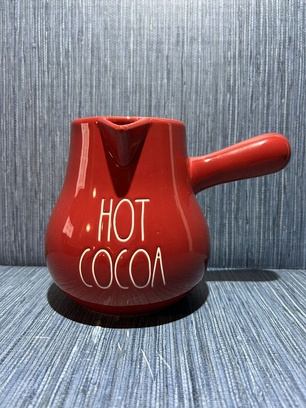 Rae Dunn HOT COCOA Pot Red Ceremic with White LL Letter Kitchen