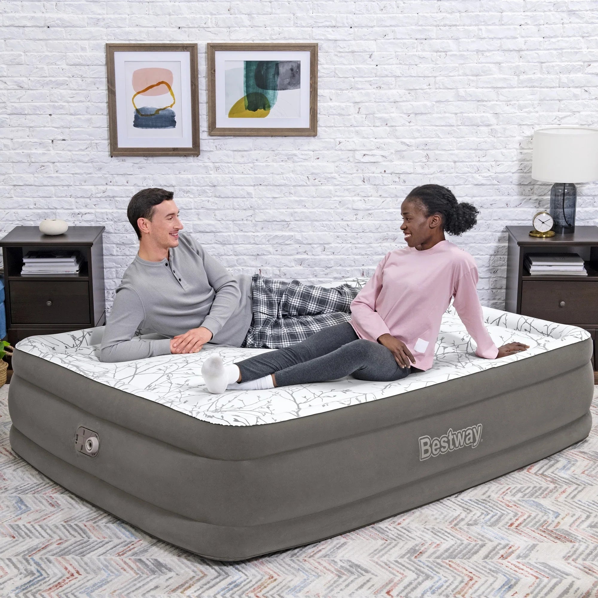 Bestway Tritech Cushify Top Air Mattress Queen 18” with Built-in AC Pump and Antimicrobial Coating