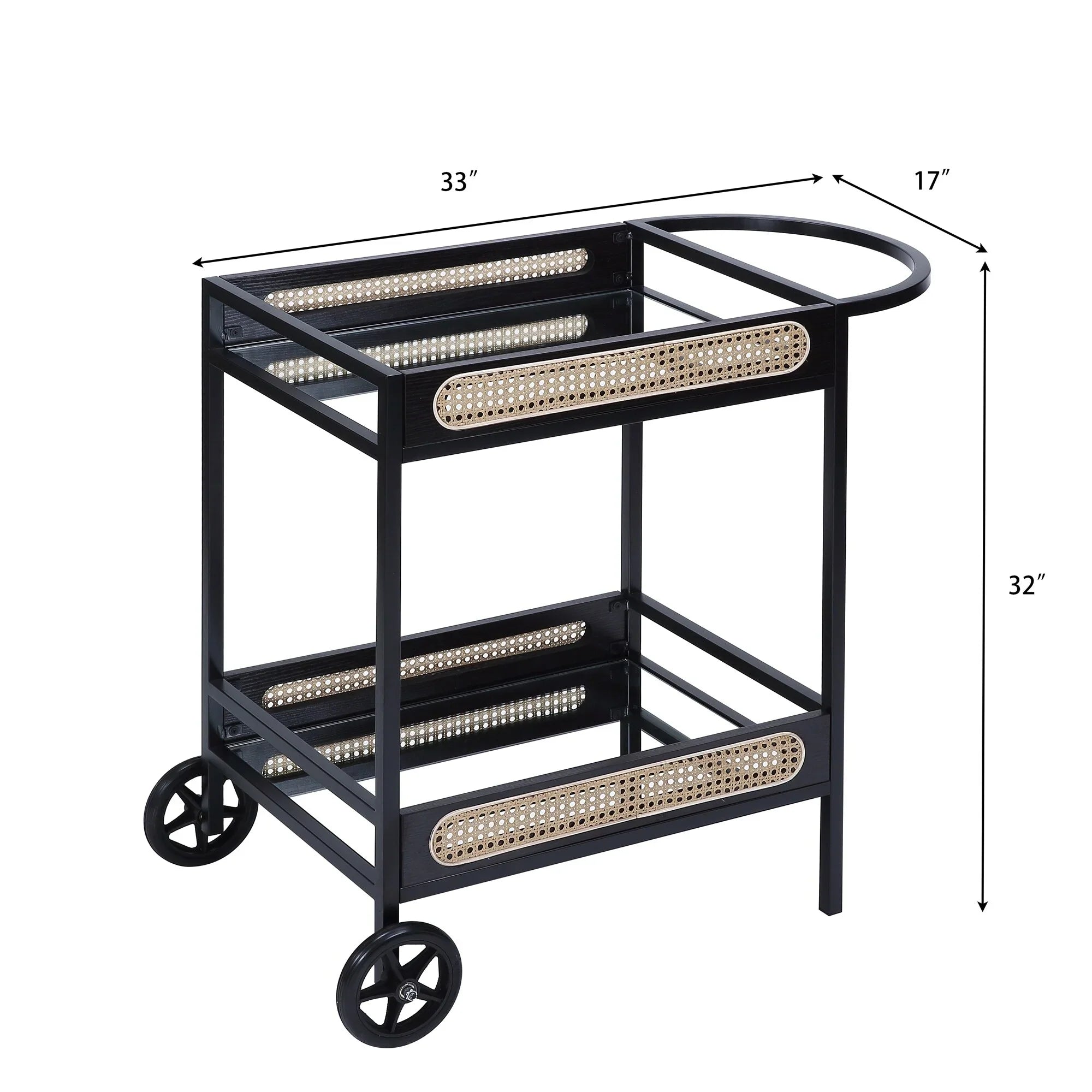 BESTCOSTY Kitchen Carts Serving Cart, Black Finish Metal & Wood