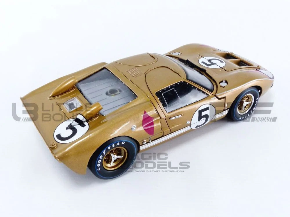1966 Ford GT-40 MK II #5 Gold Le Mans 1/18 Diecast Model Car by Shelby Collectibles