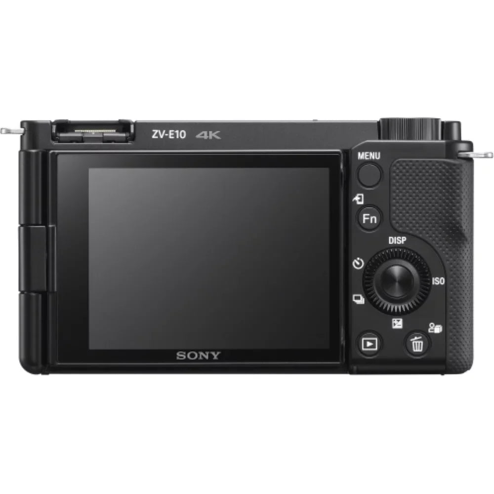 Sony ZV-E10 Mirrorless Camera |16-50mm Lens (Black) Bundle with Transcend 64GB Memory Card + Flexible Tripod + Camera Bag + Cleaning Kit (5 Items)