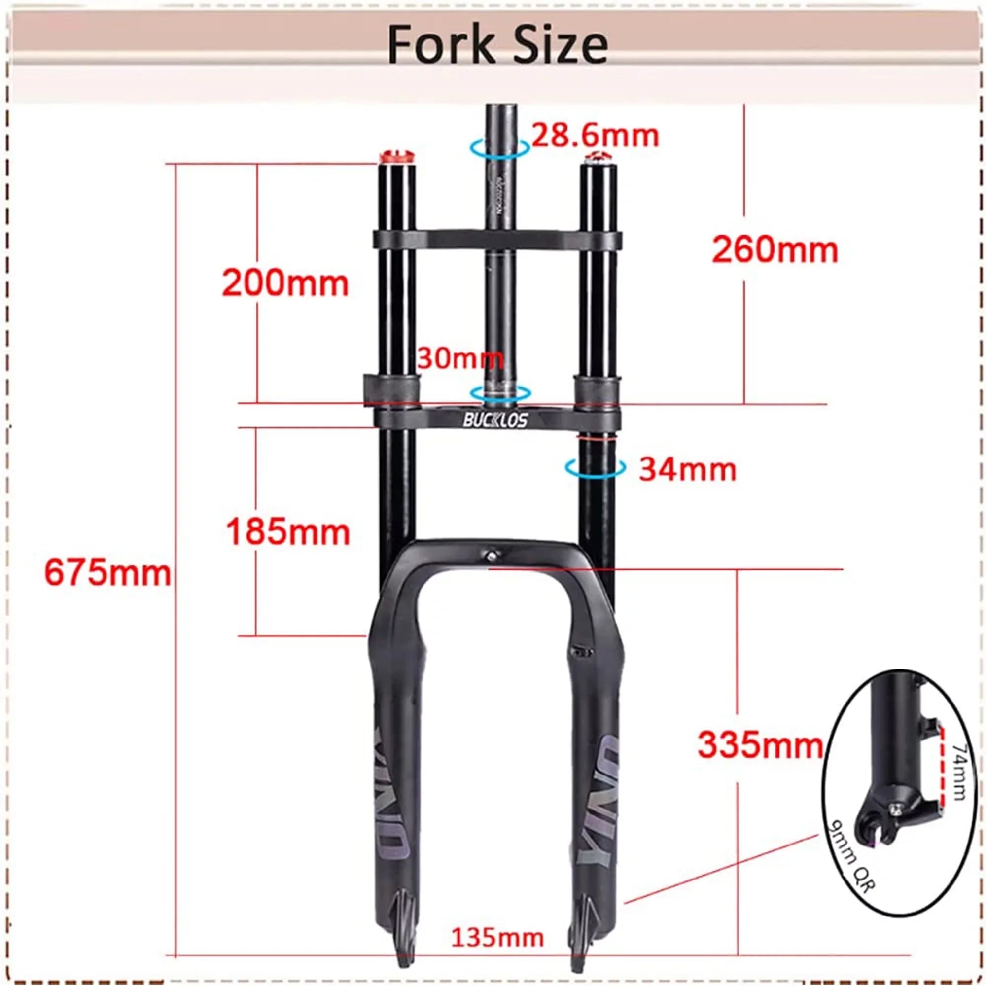 BUCKLOS 20*4.0 Fat Bike Air Fork Single/Double Shoulder 20inch Suspension Fork Disc Brake 9*135mm Snow Front Fork Bicycle Parts