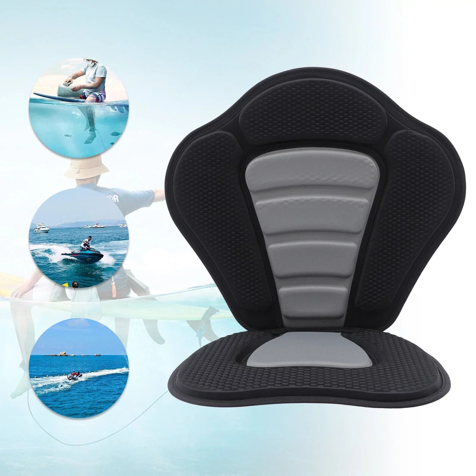 Adjustable Padded Kayak Seat Detachable Backpack Bag Canoe Backrest Storage Kayak Seat Deluxe Padded Watercraft Seat with Storage Bag Adjustable for Kayaking, Canoeing, Drifting, Rafting, Fishing
