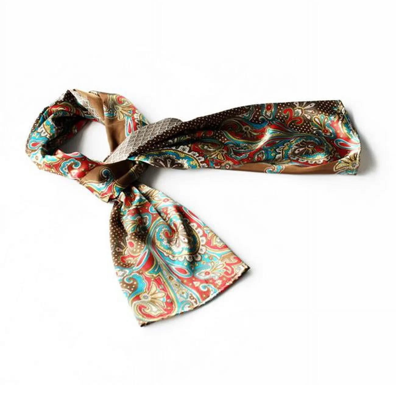 Blancho Coffee Paisley & Multi-Pattern Fashion Graceful Soft Silk Scarf/Wrap/ShawlSmall