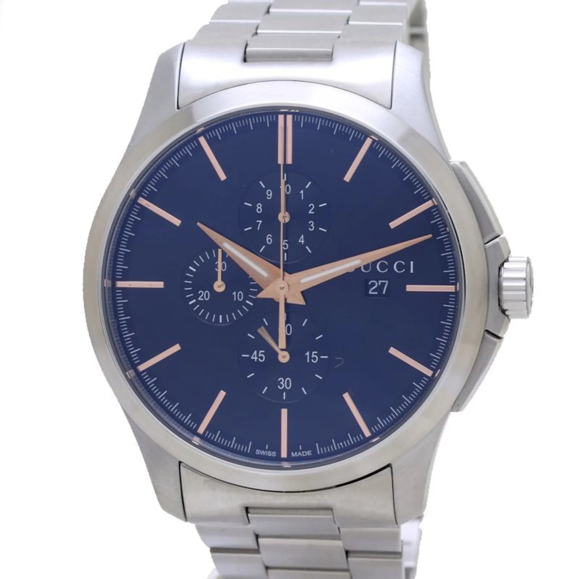 Pre-Owned GUCCI G Timeless Chronograph YA126272 126.2 Stainless Steel Men's 39276 (Like New)
