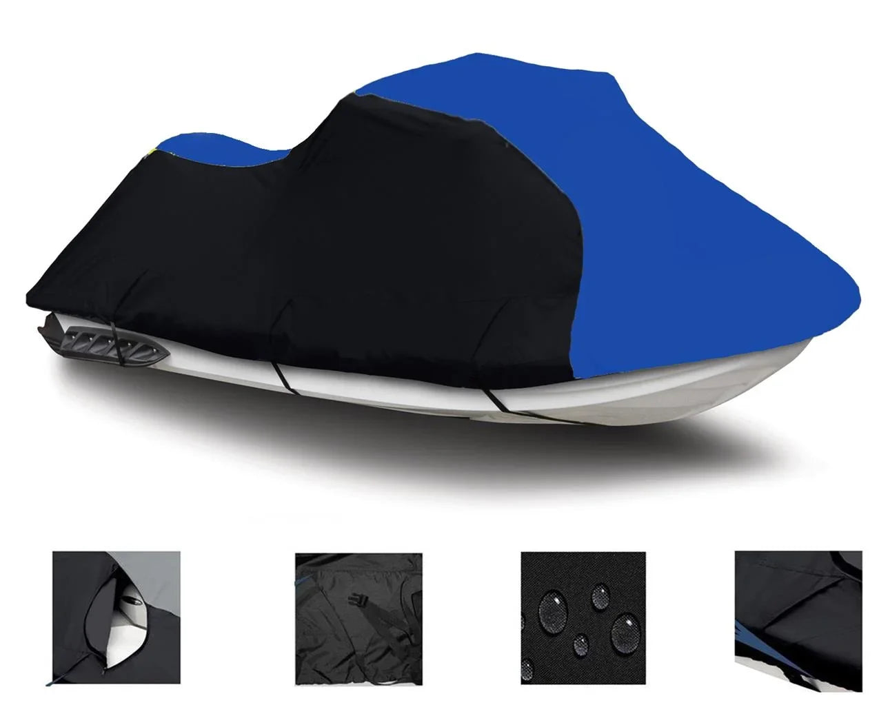 BLACK / BLUE HEAVY-DUTY, PWC 600D JET SKI Shield Matching for Kawasaki Ultra 150 / JH1200 1998 99 2000 2001 2002 2003 2004 2005 2 Seater