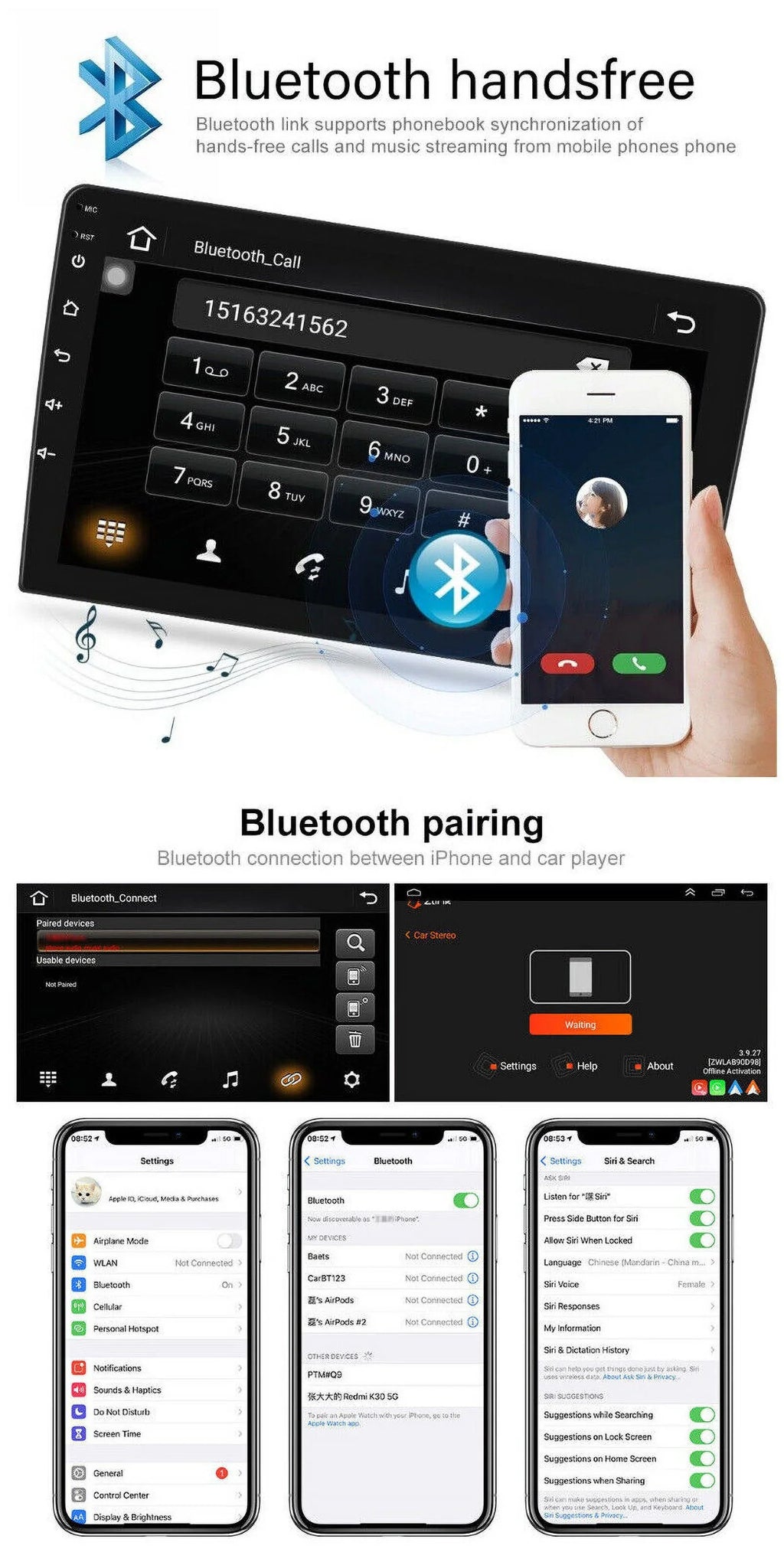 9" 1280*720 IPS 2+32G Android Auto CarPlay Car Stereo Radio for Toyota Prius 2009-2016 GPS w/Cam