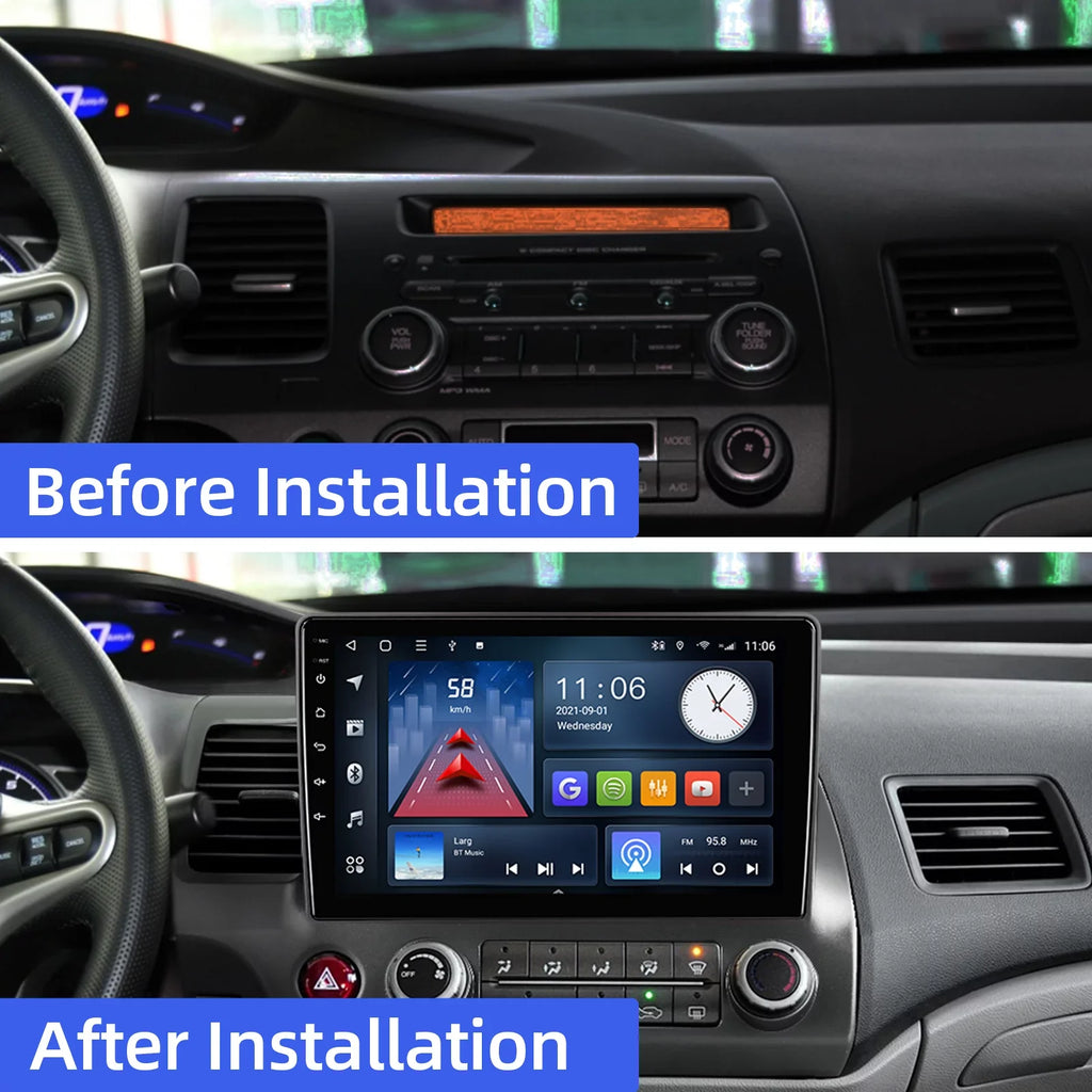10.1 inches Android 10 Double Din Car Stereo for Honda Civic 2006-2011 IPS Touchscreen Screen Car Radio with Carplay & Android Auto Support Backup Camera GPS Navi FM BT