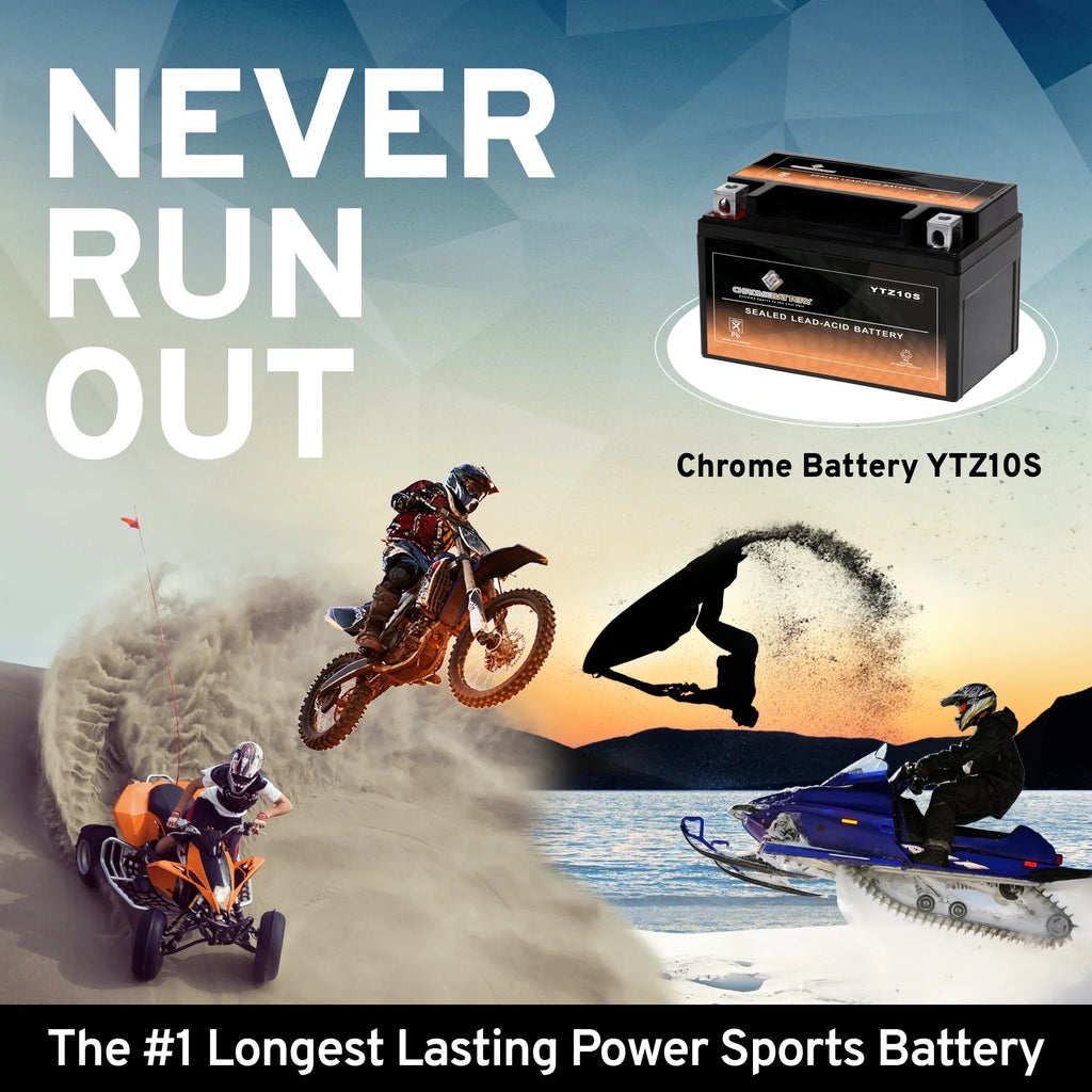 Chrome Battery YTZ10S-BS (YTZ10S 12 Volt,8.6 Ah, 190 CCA) Motorcycle Battery for Suzuki Gsx-r1000, Z, Al8 1000 Cc Years (2017 - 2018)