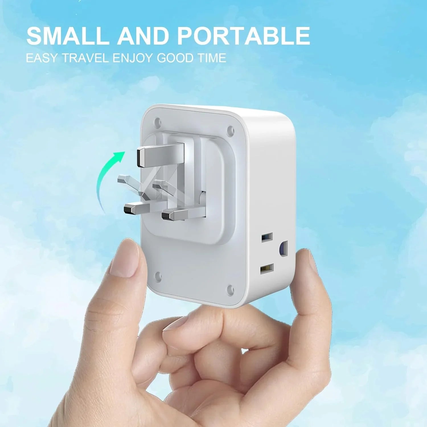 US to UK Plug Adapter, Foldable UK Travel Plug Adapter, Type G Power Adapter with 4 Outlets 4 USB Ports(2 USB C) Travel Essentials Plug with Bag for USA to Qatar Ireland England Kenya Dubai London