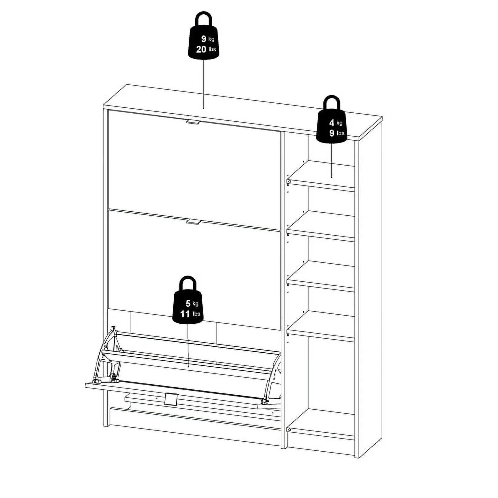 Allora 3 Drawer Shoe Cabinet & Door in Oak-White High Gloss with 2 Layers