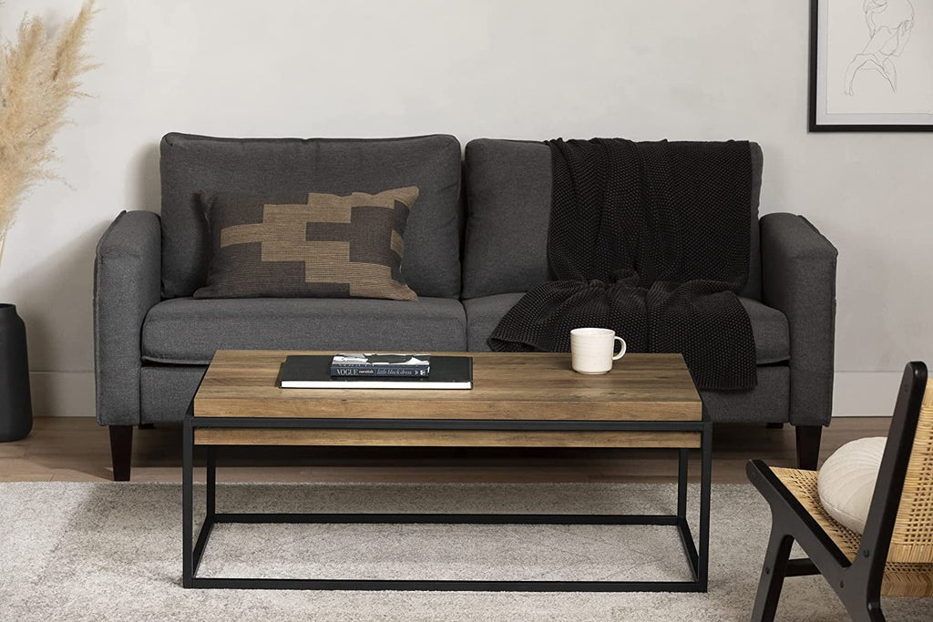 Mezzy Modern Industrial Coffee Table, Acacia Brown