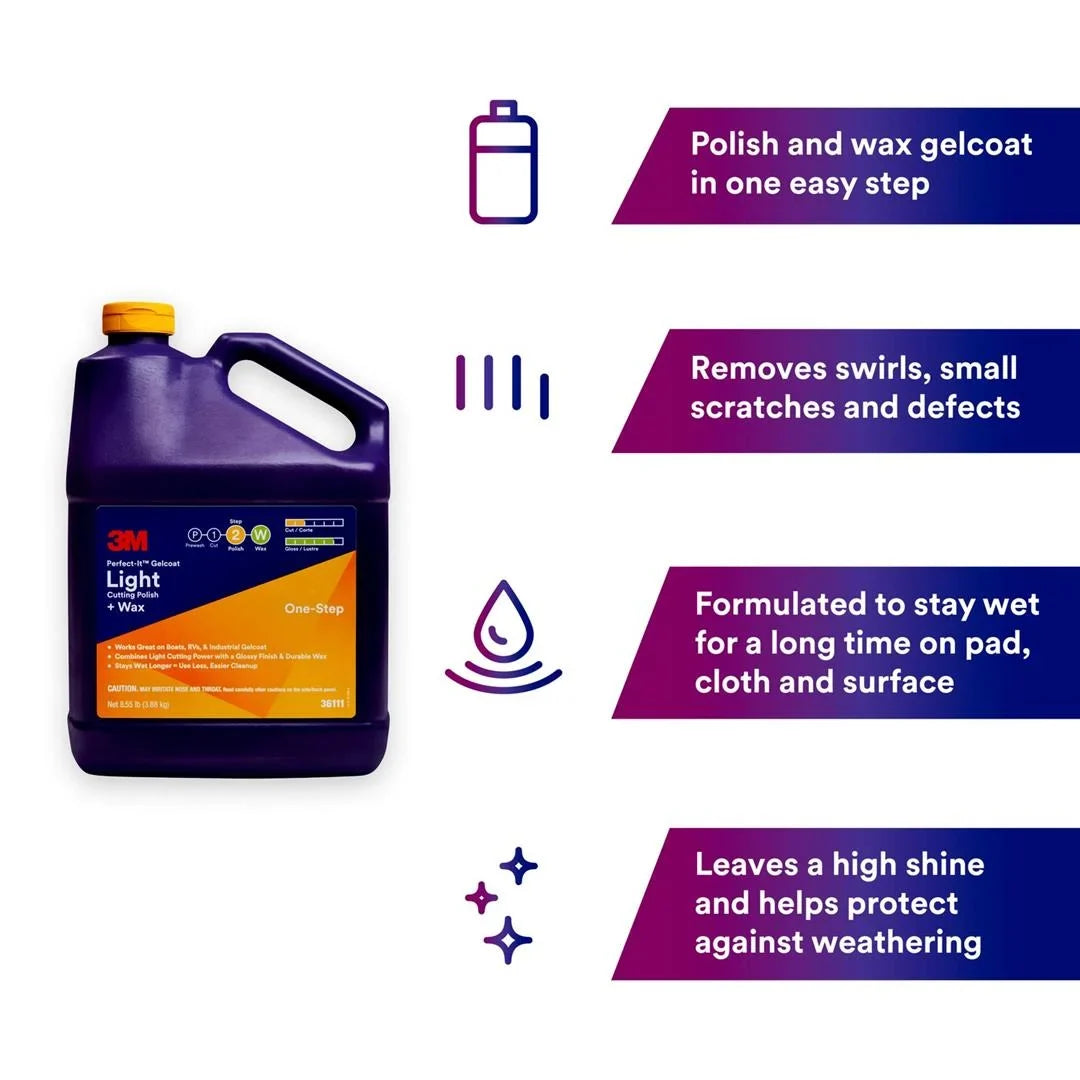 3M 36111; Gelcoat Light Cut Polish-Wax Gallon