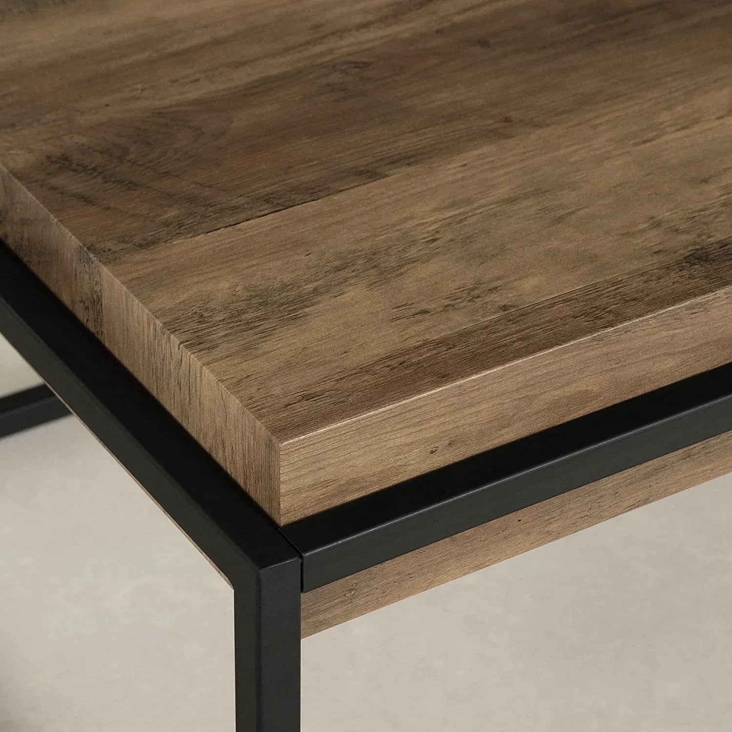 Mezzy Modern Industrial Coffee Table, Acacia Brown