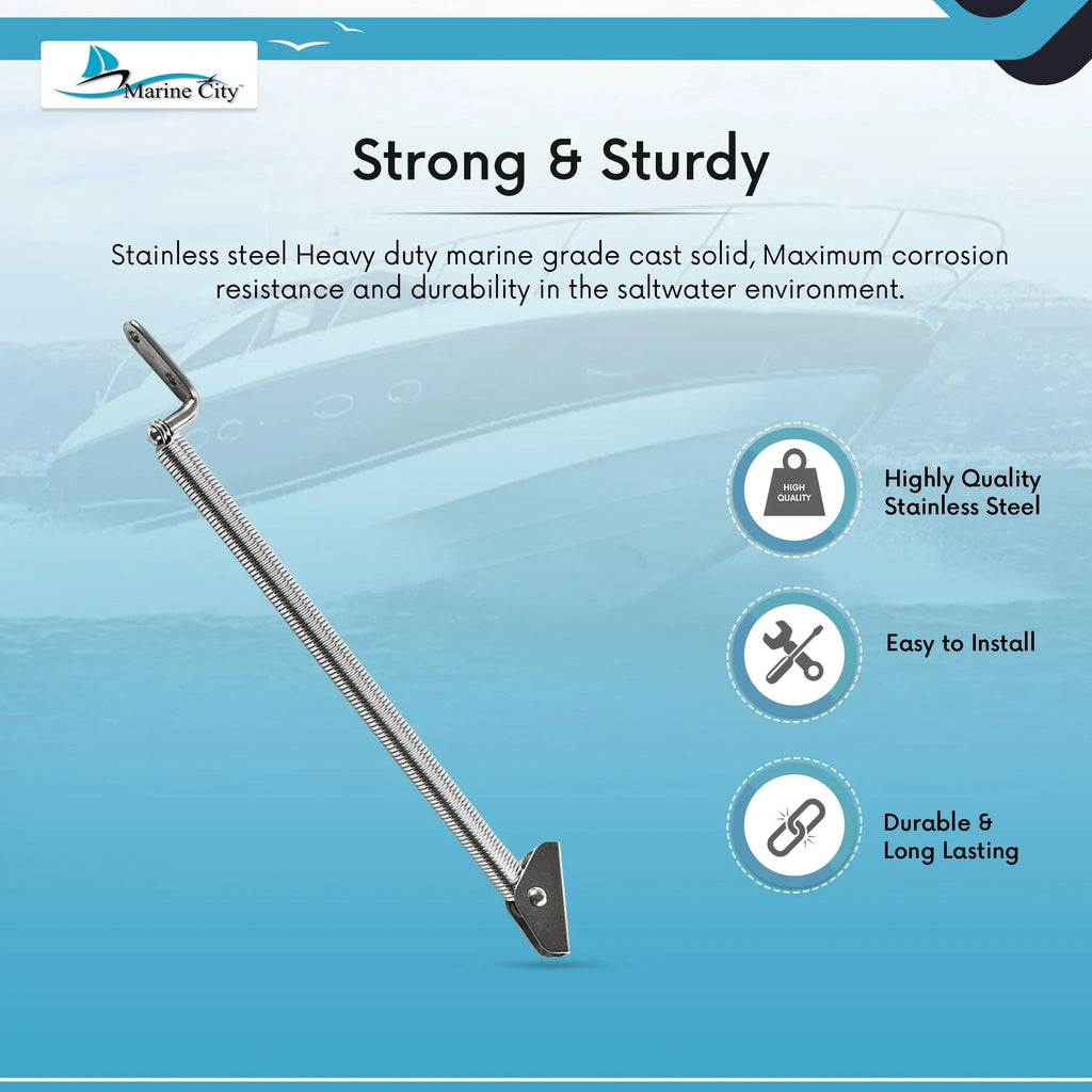 Marine City Stainless-Steel Hatch Spring Adjuster with U-Bolt and L-Shape Plate 8-1/4 inches or 10-1/4 inches Length: 10-1/4 inches