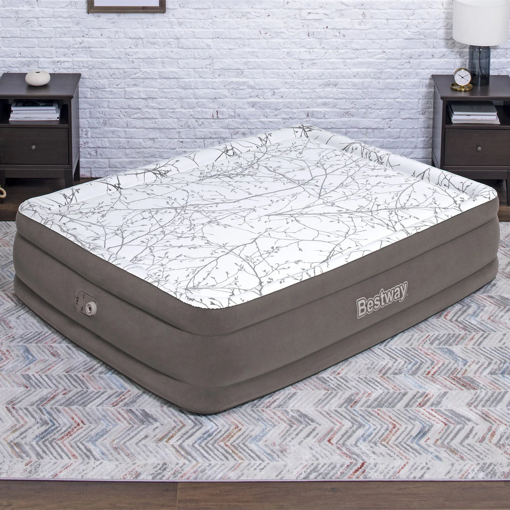 Bestway Tritech Cushify Top Air Mattress Queen 18” with Built-in AC Pump and Antimicrobial Coating