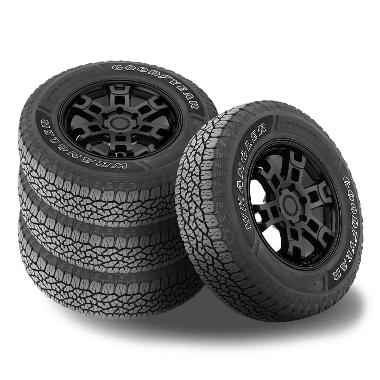 Set of 4 Goodyear Wrangler Workhorse A/T 225/65R17 102T OWL Tires, All Terrain, 3PMSF 480757856 / 225/65/17 / 2256517 Fits: 2014-23 Chevrolet Equinox LT, 2007-16 Honda CR-V EX-L