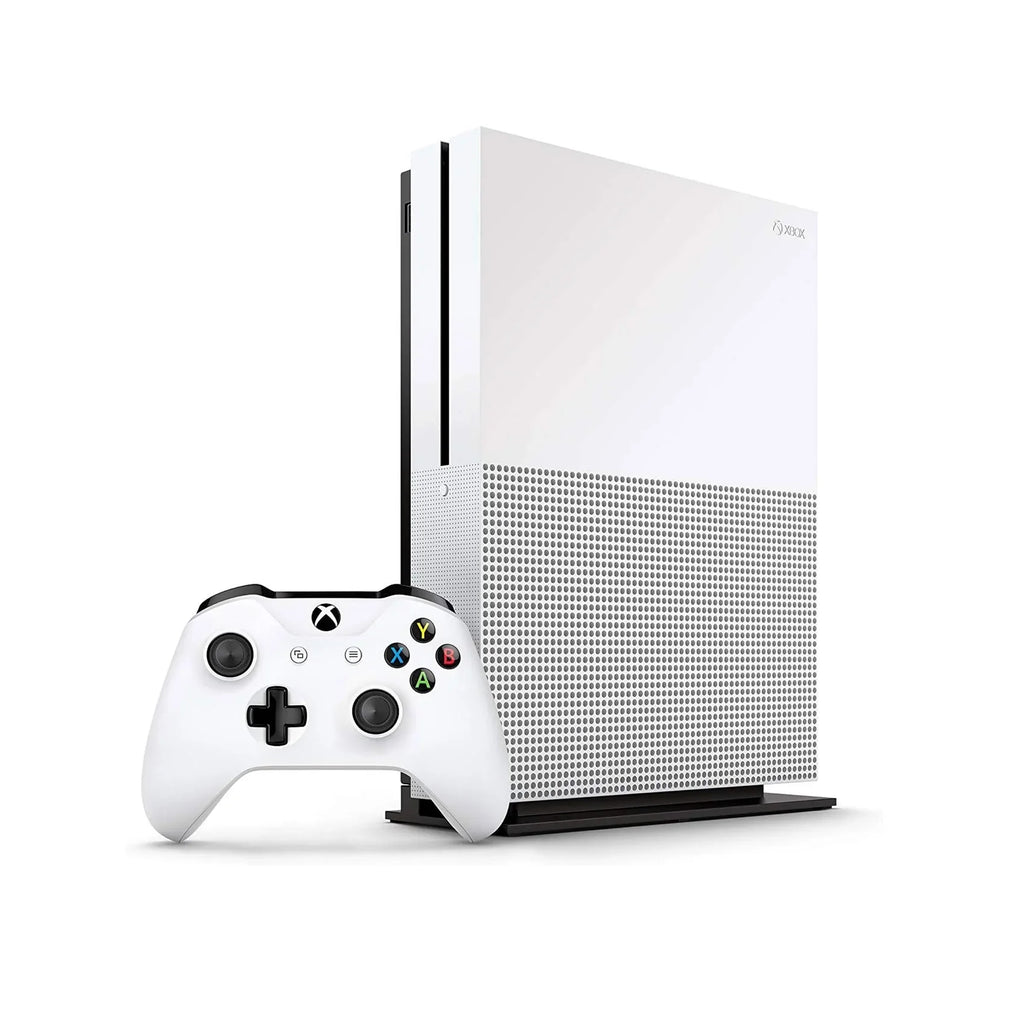 Pre-Owned Microsoft Xbox One S 1TB with 2 Controller, 4K Ultra HD White with BOLT AXTION Cleaning Kit Headset Bundle (Refurbished: Like New)