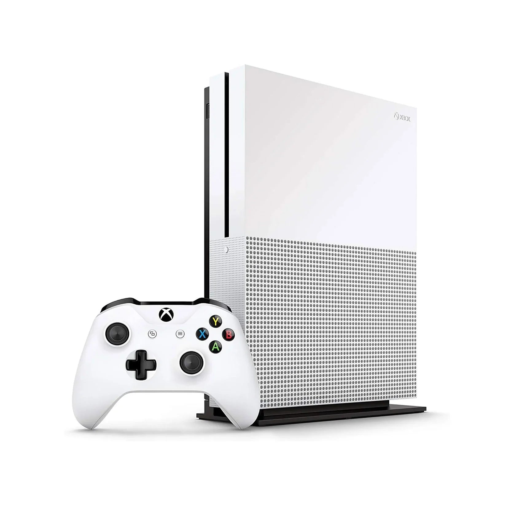 Pre-Owned Microsoft Xbox One S 1TB with 2 Controller, 4K Ultra HD White with BOLT AXTION Cleaning Kit Headset Bundle (Refurbished: Like New)