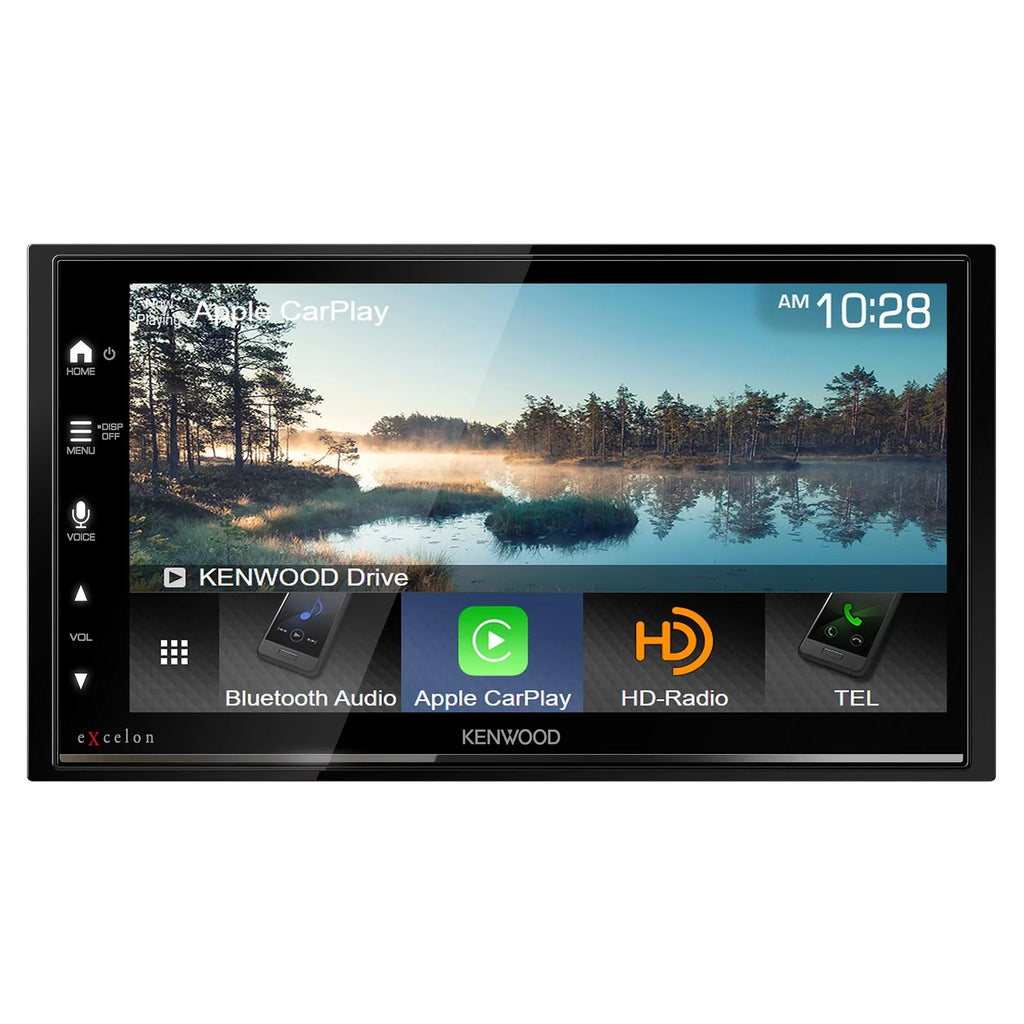Kenwood DMX709S MultiMedia Receiver with CMOS-320LP Multi-Angle Rear View Camera with License Plate Mounting
