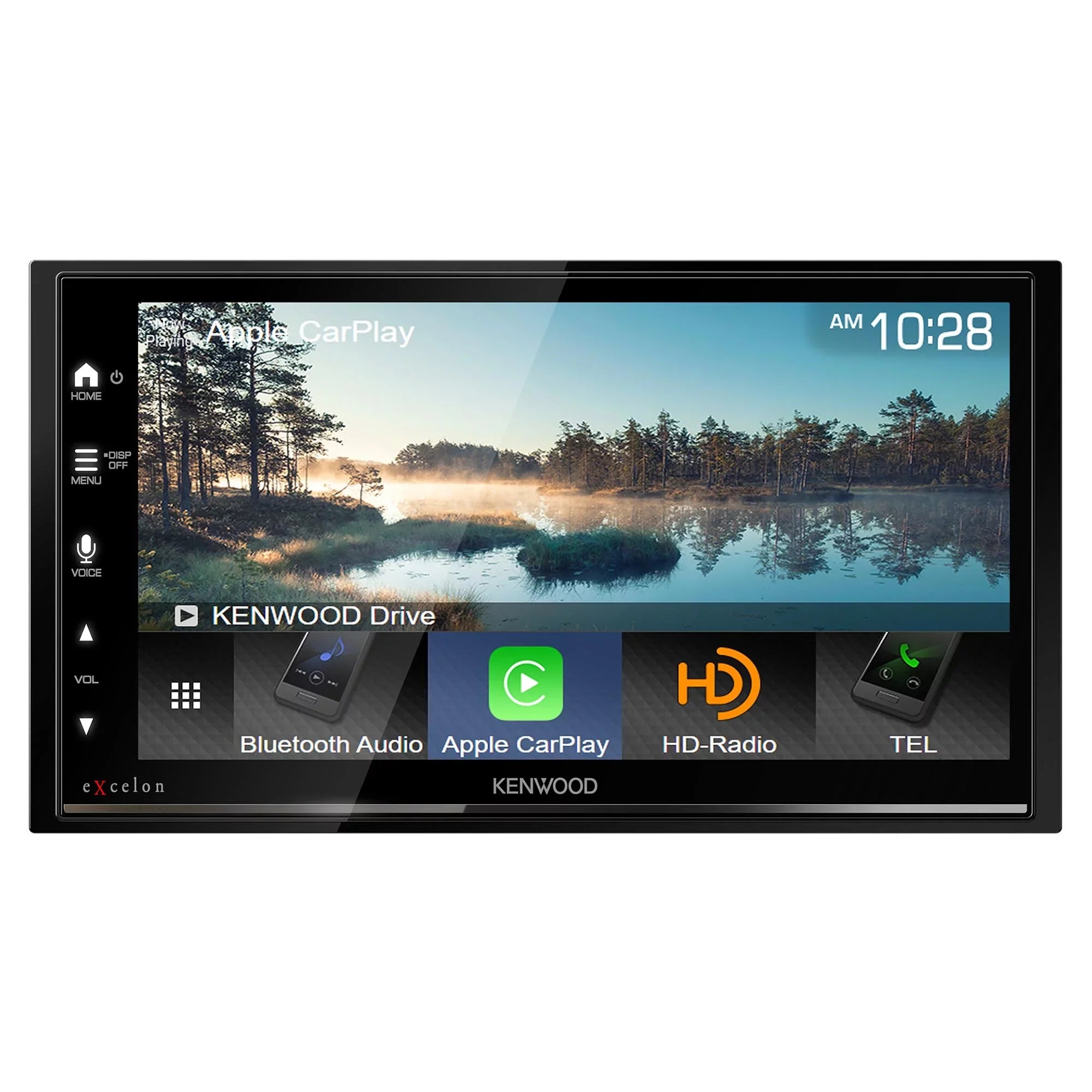 Kenwood DMX709S MultiMedia Receiver with CMOS-320LP Multi-Angle Rear View Camera with License Plate Mounting