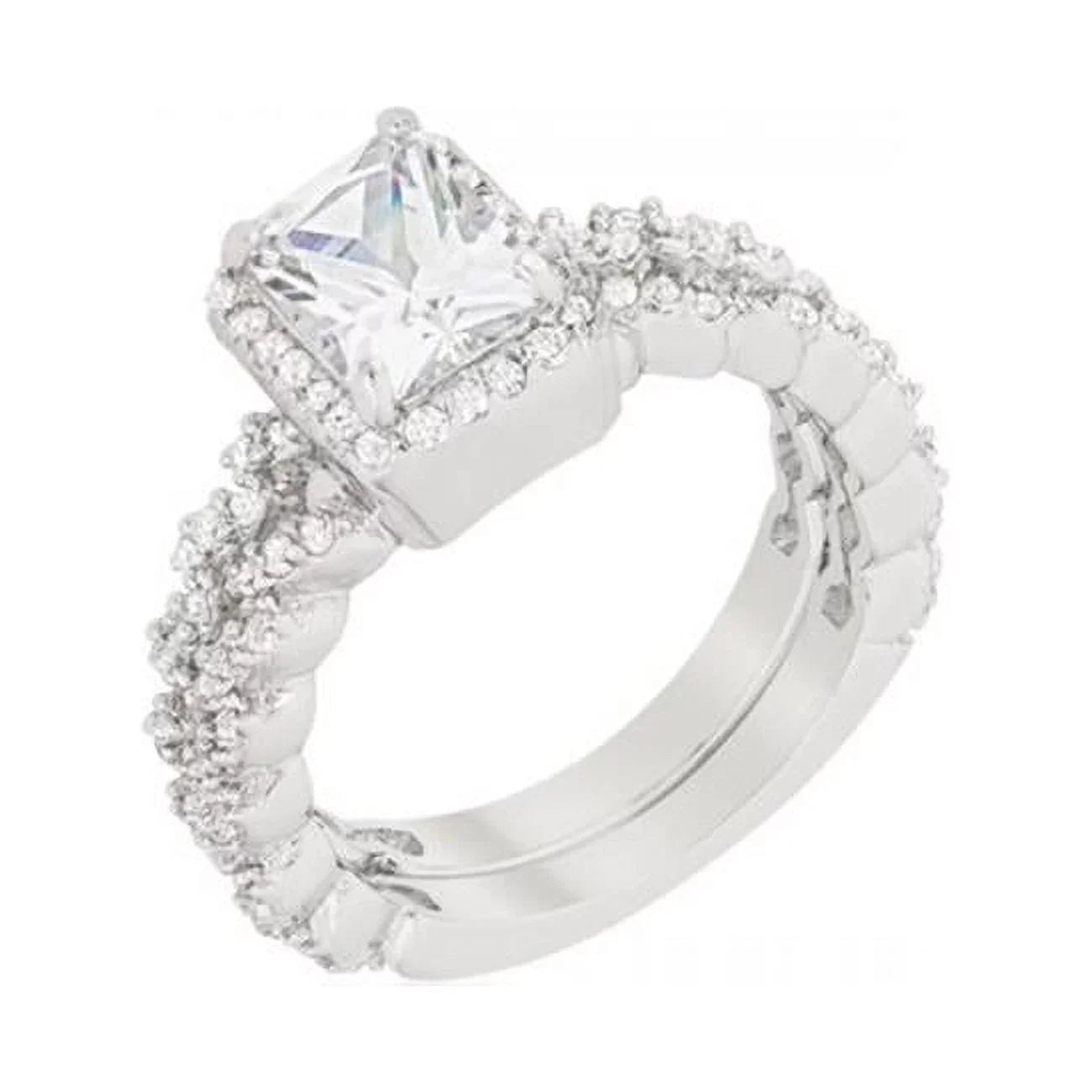 Icon Bijoux Halo Radiant Wedding Set - Size 7