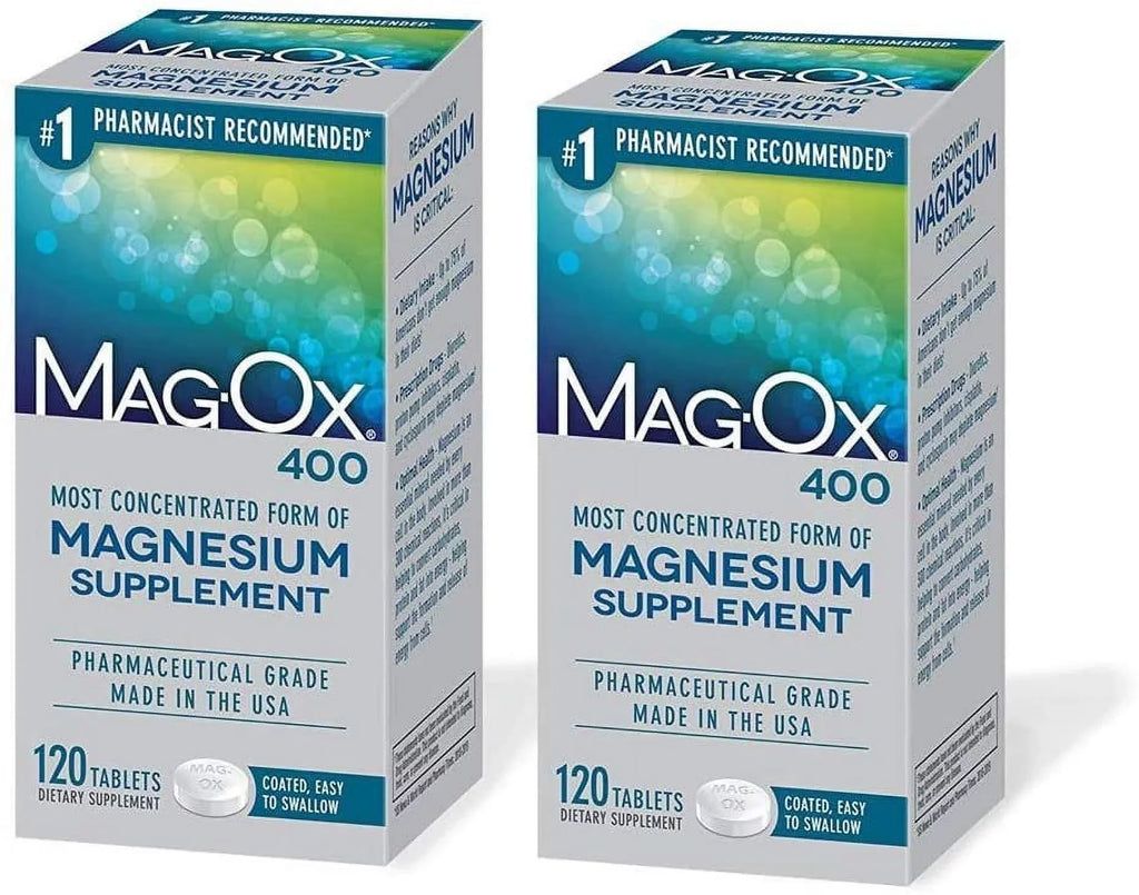MagOx 400 Magnesium Oxide Dietary Supplement Most Concentrated form of Magnesium 120 Tablets