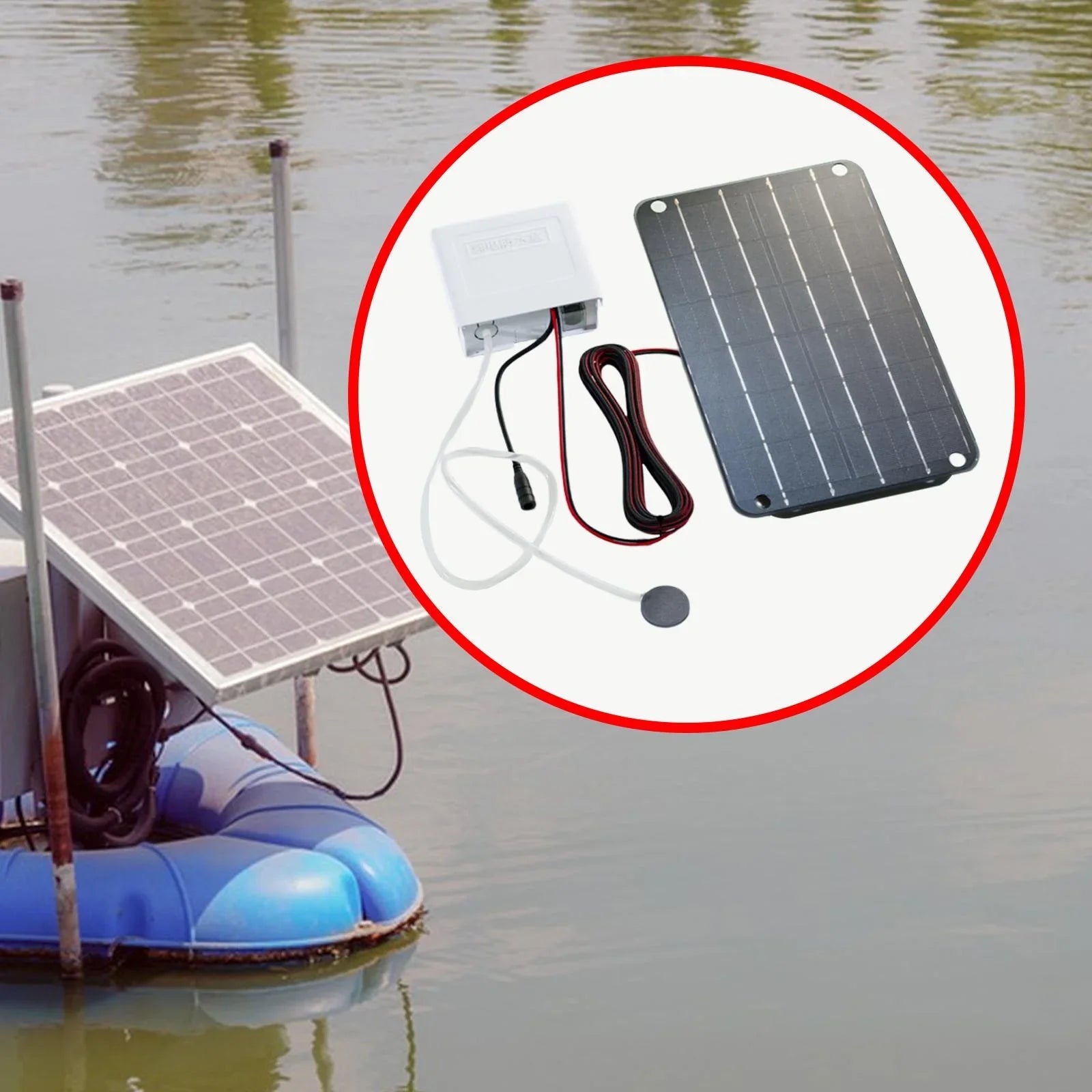 SunniMix Solar Air Pump,Aquarium Air Pump Oxygenator Silent Eco Friendly,6V Solar Pond Aerator Solar Powered Pond Pump for Hydroponics