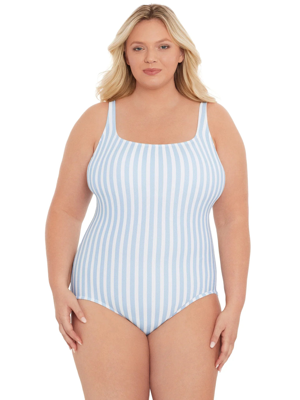 Time and Tru Women's Pique Square Neck One Piece Swimsuit, Sizes XS-3X
