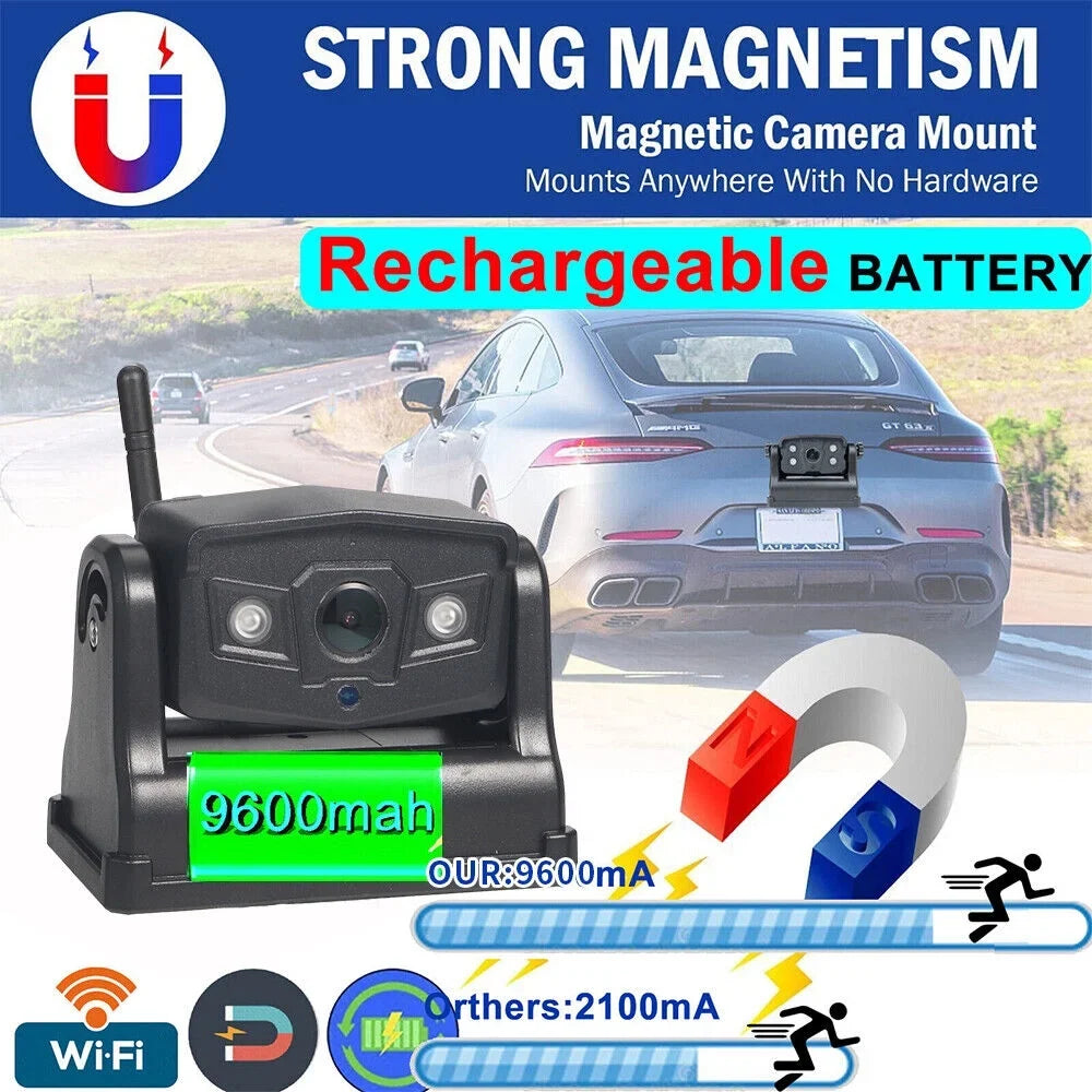 JahyElec WiFi Wireless Backup Camera, Magnetic Mount, 9600mAh Battery, Excellent for Front/Rear View