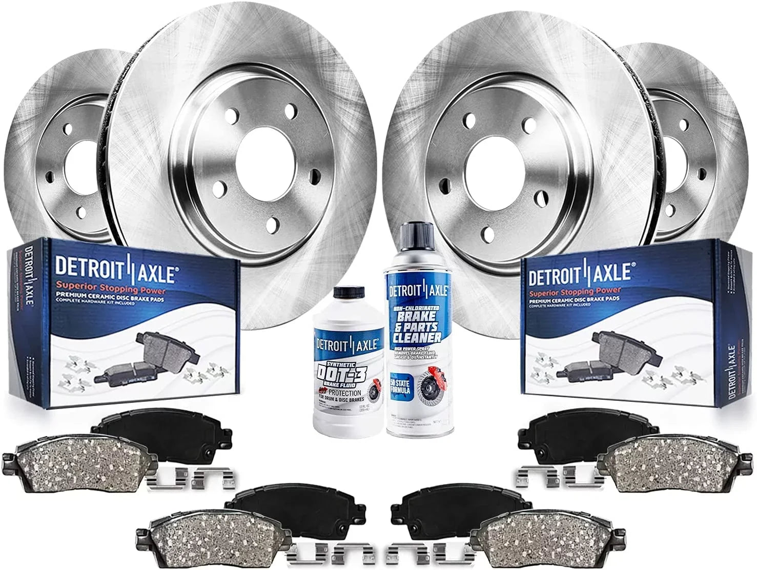Detroit Axle - 5 Lugs Brake Kit for 08-13 Nissan Rogue 2008 2009 2010 2011 2012 2013 Disc Brake Rotors Ceramic Brakes Pads Replacement Front and Rear