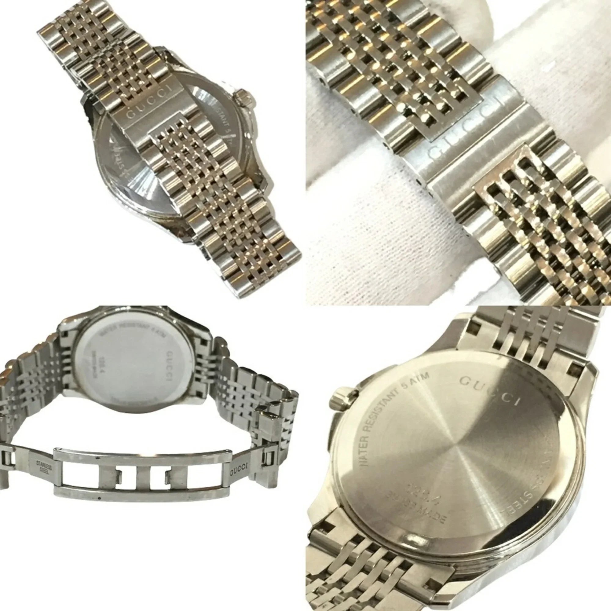 Pre-Owned GUCCI 126.4 G Timeless Brown Dial SS Stainless Steel Silver Analog Watch Men's Date Quartz IT26SVZ67548 RK1056D (Good)