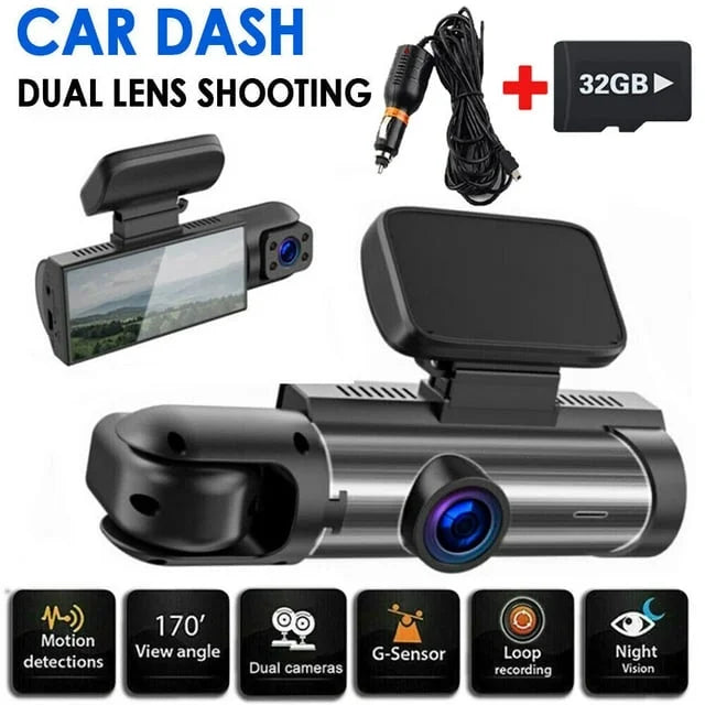 Xhy Car Dash Cam Dual Lens 1080P HD DVR Front or Inside Video Camera Driving Recorder Night Vision G-Sensor, Motion Detection