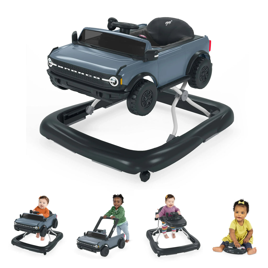 Ford Bronco 4-in-1 Blue Grey Baby Activity Walker with 4 Ways to Play by Bright Starts, Unisex, Newborn +