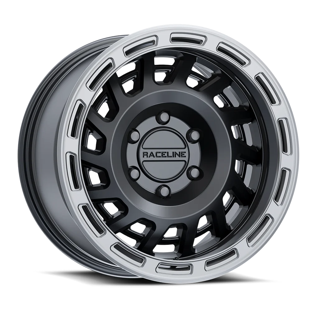 Raceline 957BS-HALO 17" Cast Aluminum Wheel, HALO SATIN BLACK W/ SILVER RING 17X8.5 6X139.7 0mm Fits select: 2015-2018 CHEVROLET SILVERADO K1500 LT, 2014 CHEVROLET SILVERADO K1500