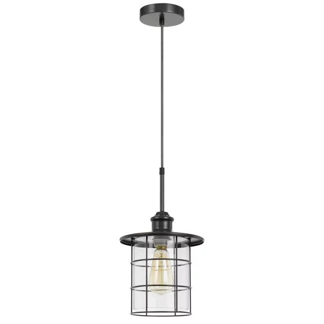 Cal Lighting Silverton Metal & Glass Pendant Fixture - Dark Bronze - 8.50 x 8.50 x 15 in