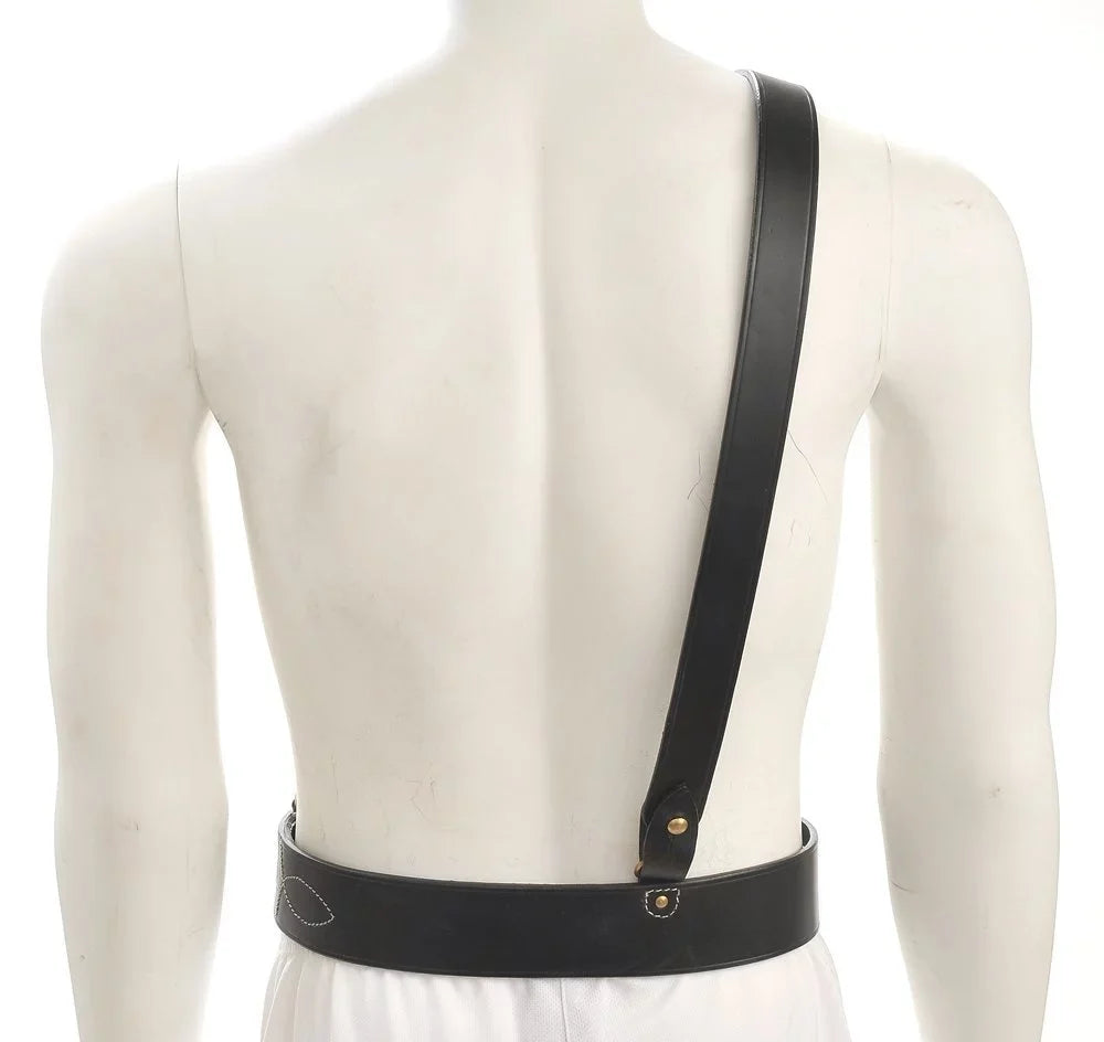 Sam Browne Belt with Shoulder Strap Black Leather WW1 will fit 42"- 45"