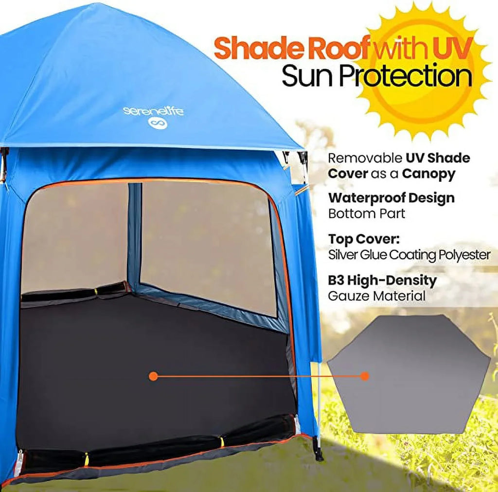 Serenelife On-The Go Baby and Toddler Pack and Playpen W/ Canopy, 5 Panel Mattress, (Blue)