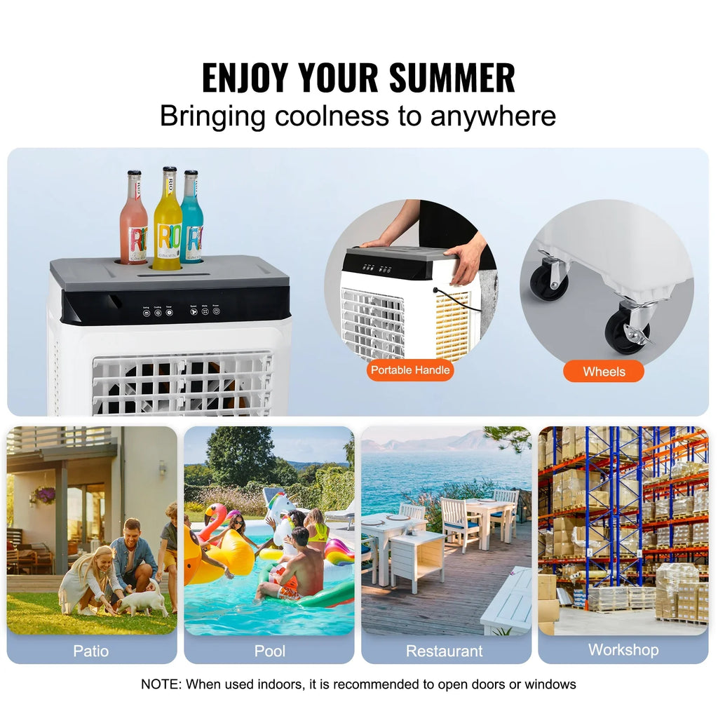 SKYSHALO Evaporative Cooler Swamp Cooler 3-in-1 2100 CFM 7 Gal 12h Timer Air Humidifier