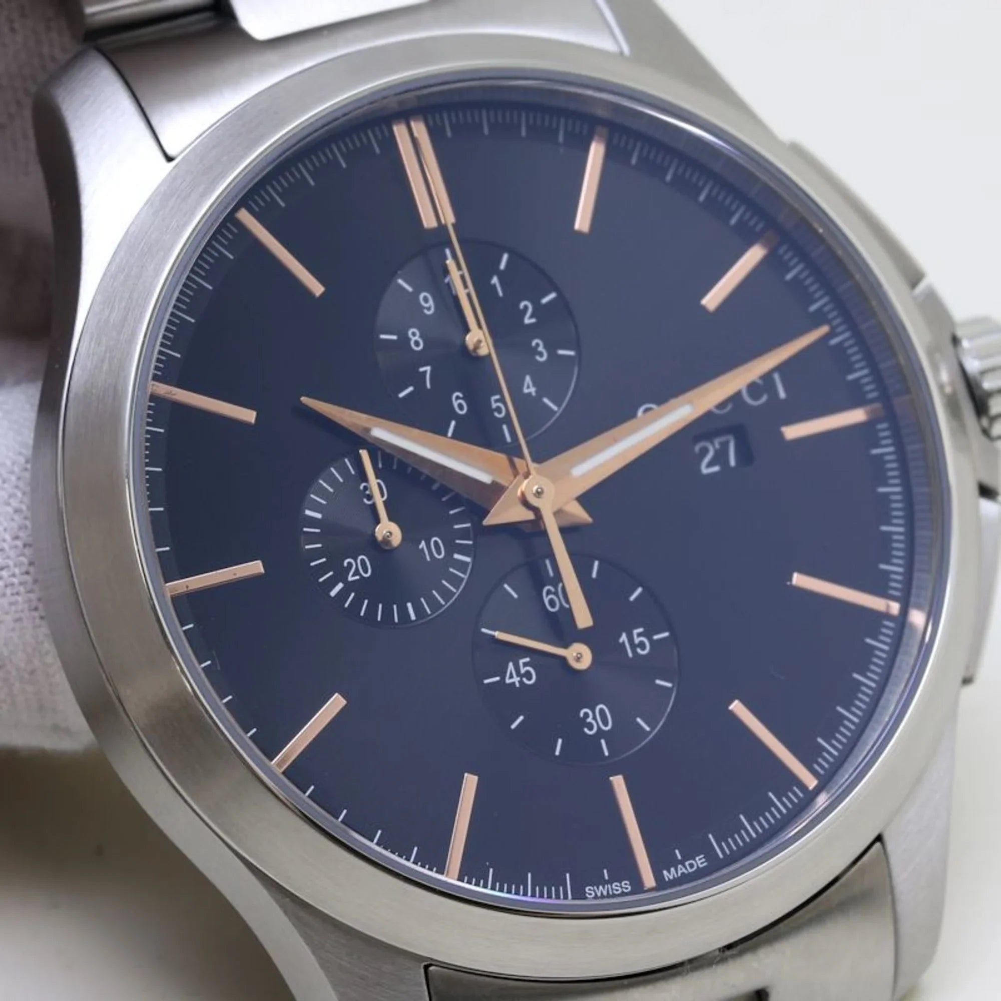 Pre-Owned GUCCI G Timeless Chronograph YA126272 126.2 Stainless Steel Men's 39276 (Like New)