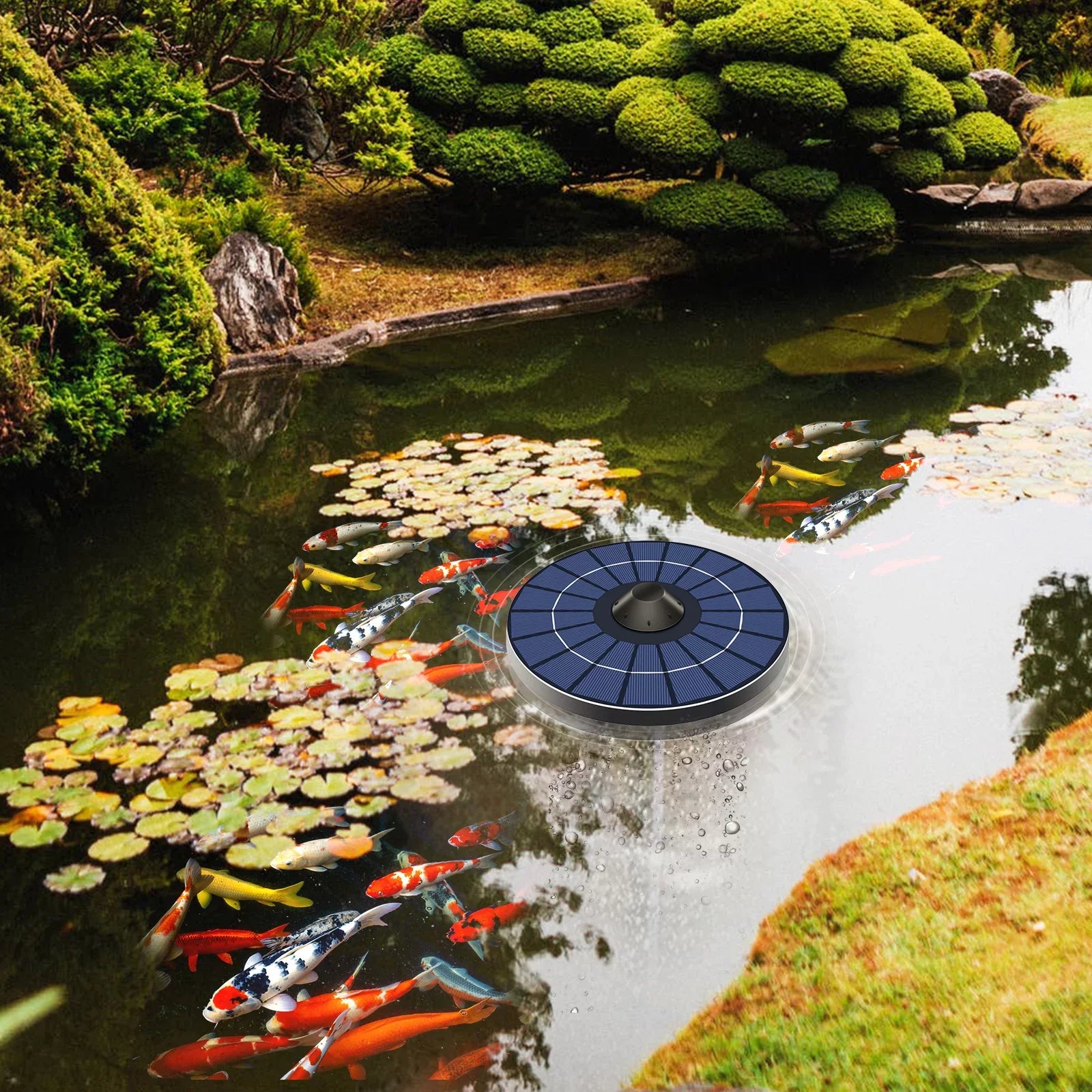 Arealer Solar Pond Aerator Pump With Air Hose and Bubble Stone Pond Aerator FishOxygenator for Birdbath Fountain Small Pond Circulation