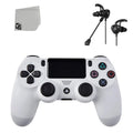 PS4 DualShock Wireless Controller Bundle - White - With Earbuds Like New with BOLT AXTION