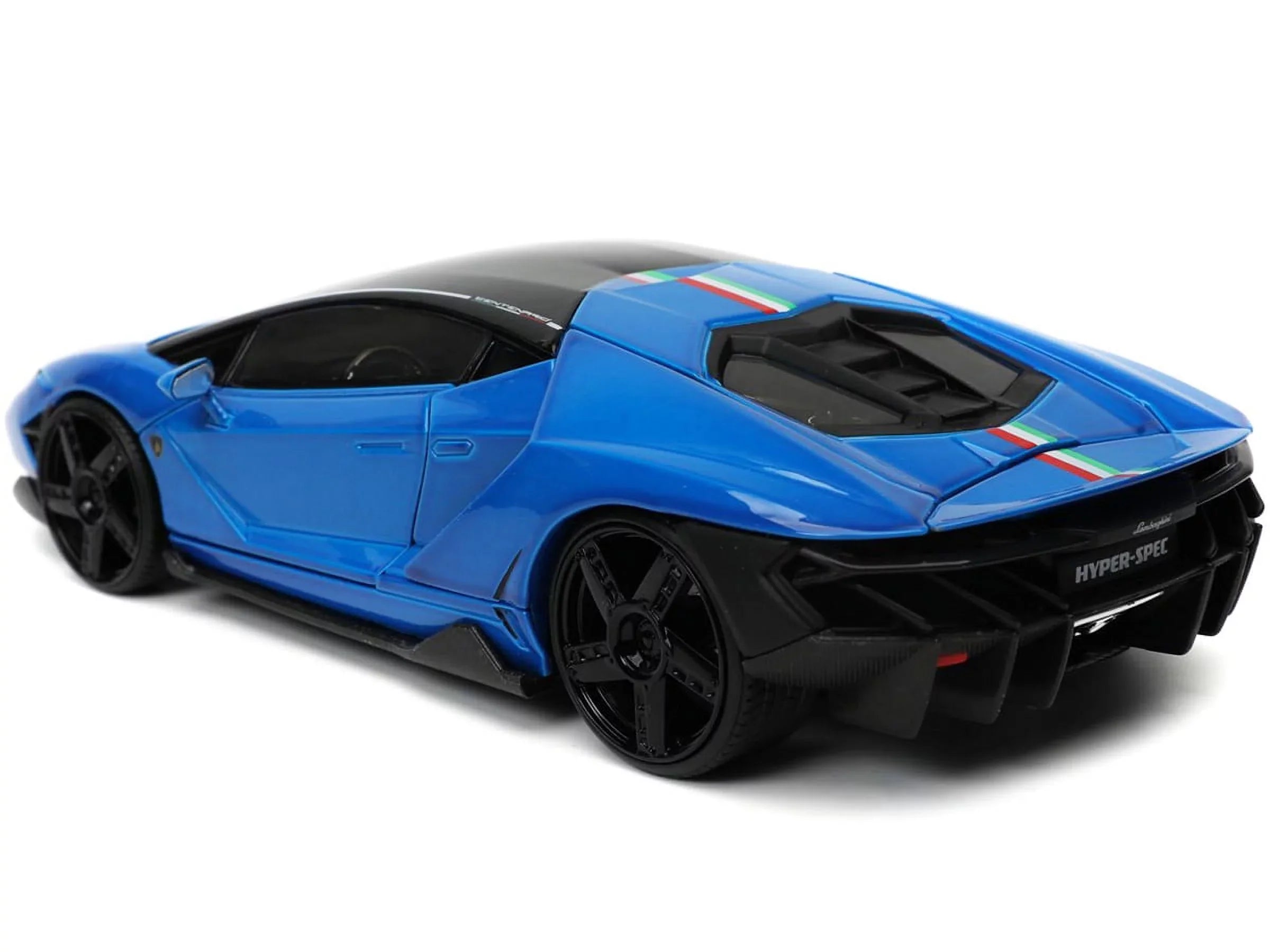 Lamborghini Centenario Blue with Black Top with Stripes "Hyper-Spec" Series 1/24 Diecast Model Car by Jada