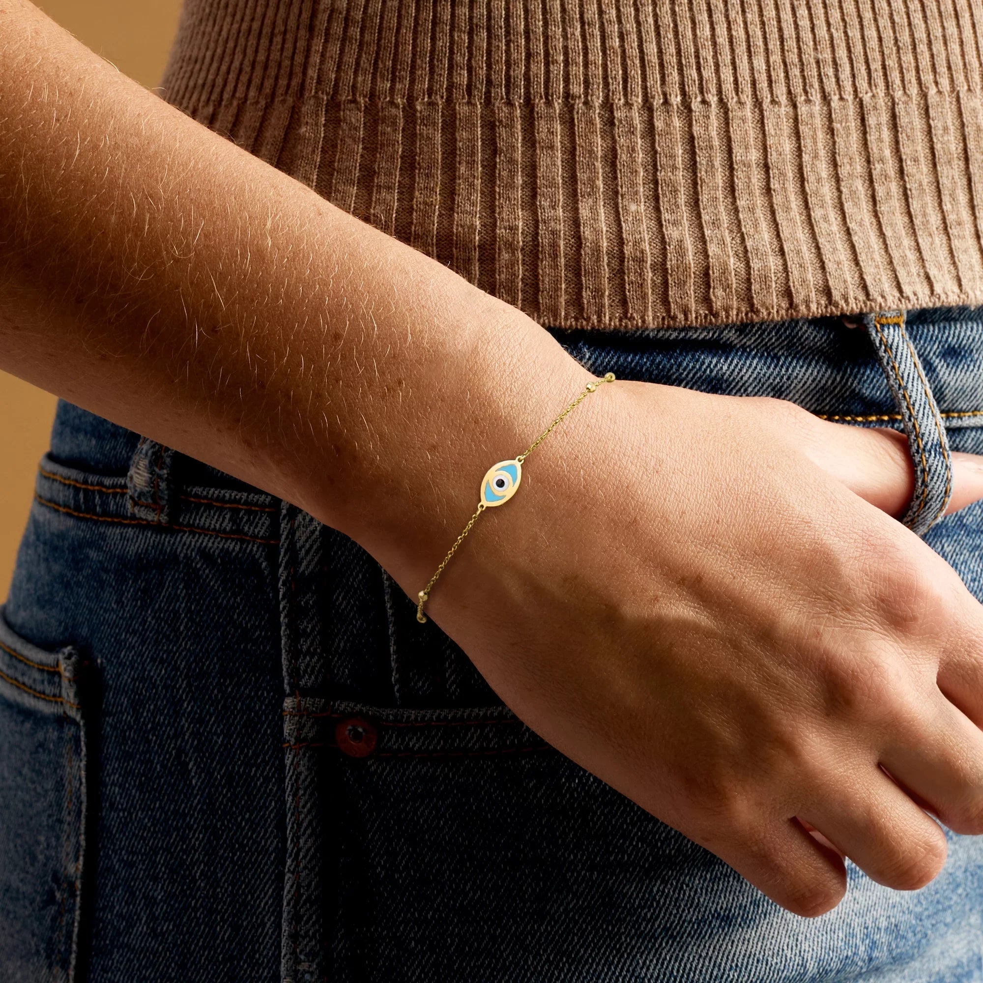 RS Pure by Ross-Simons Italian 14kt Yellow Gold Evil Eye Bracelet With Multicolored Enamel, Women's, Adult